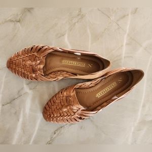 Woven leather flats